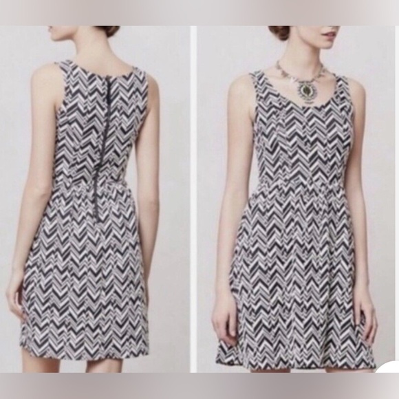 ANTHROPOLOGIE MAEVE CALDERA CHEVRON DRESS EXPOSED BACK ZIPPER MEDIUM - Picture 1 of 7